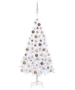 Umjetno božićno drvce LED s kuglicama bijelo 120 cm PVC