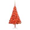 Umjetno božićno drvce LED s kuglicama crveno 180 cm PVC