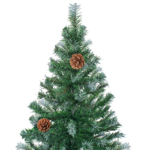 Umjetno božićno drvce LED s kuglicama i šiškama 210 cm - Slika 3