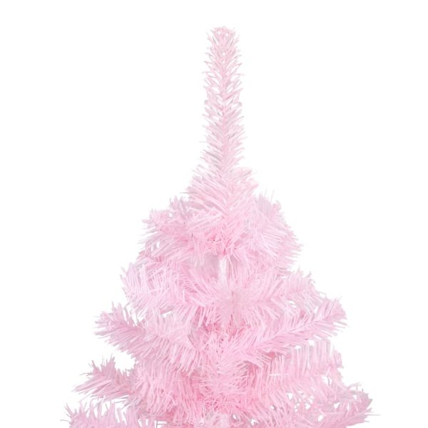 Umjetno božićno drvce LED s kuglicama ružičasto 180 cm PVC