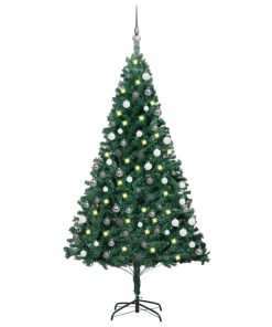 Umjetno božićno drvce LED s kuglicama zeleno 150 cm PVC