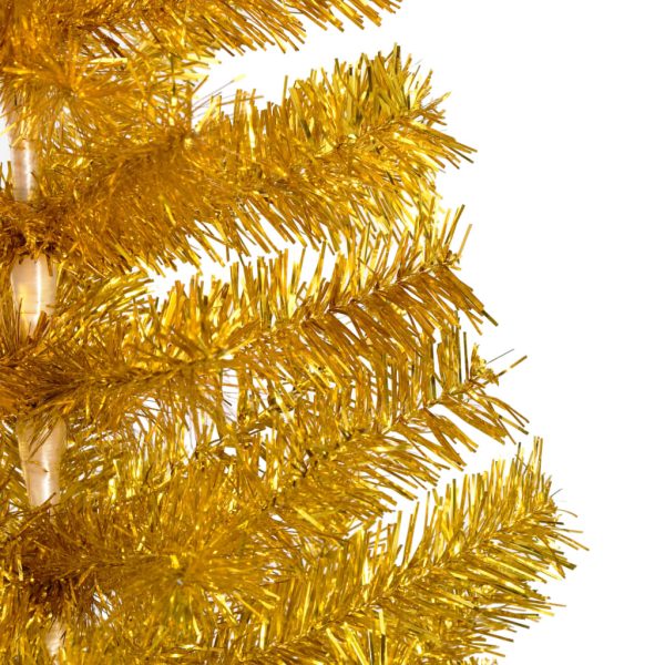 Umjetno božićno drvce LED s kuglicama zlatno 210 cm PET