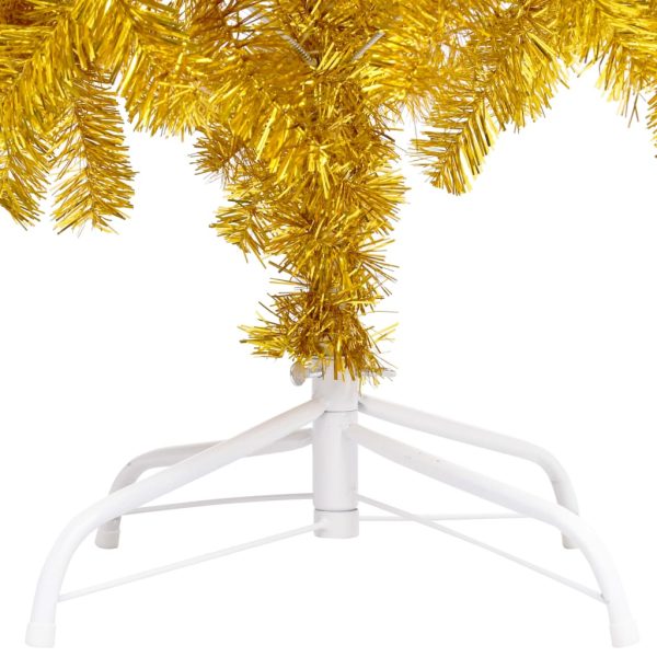 Umjetno božićno drvce LED s kuglicama zlatno 210 cm PET - Slika 4