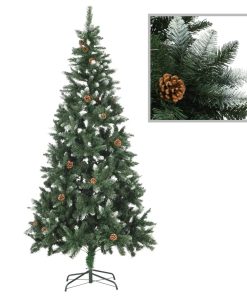 Umjetno božićno drvce s LED svjetlima i kuglicama 210 cm