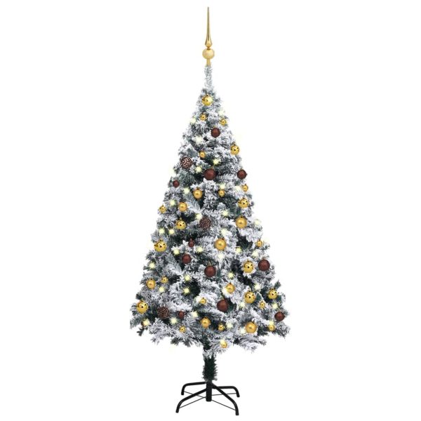 Umjetno božićno drvce s LED svjetlima i kuglicama zeleno 120 cm