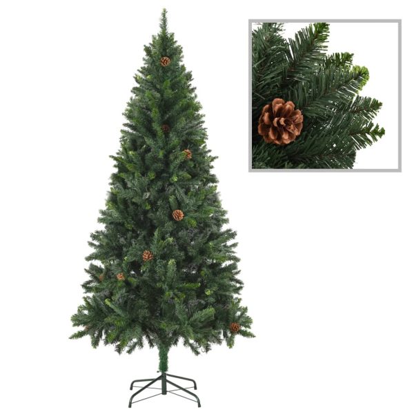 Umjetno božićno drvce s LED svjetlima i kuglicama zeleno 210 cm