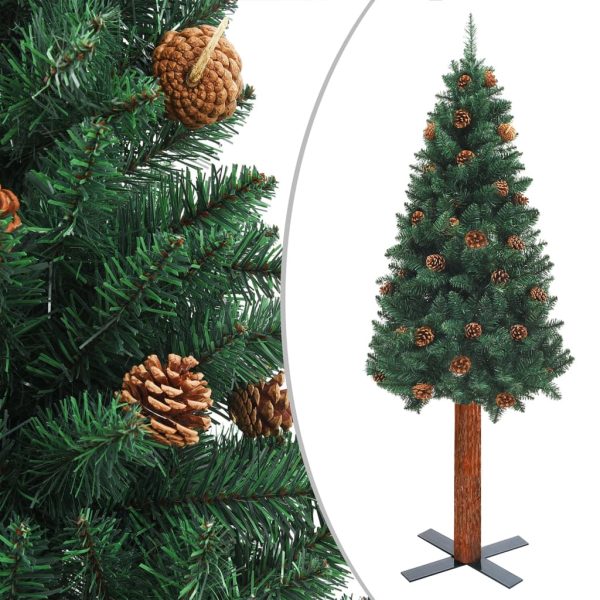 Usko božićno drvce s LED svjetlima i kuglicama zeleno 150 cm
