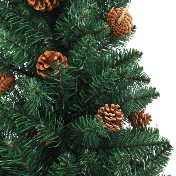 Usko božićno drvce s LED svjetlima i kuglicama zeleno 150 cm - Slika 3