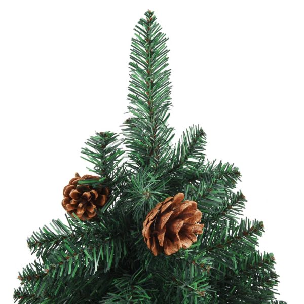 Usko božićno drvce s LED svjetlima i kuglicama zeleno 150 cm - Slika 4