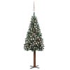 Usko božićno drvce s LED svjetlima i kuglicama zeleno 210 cm