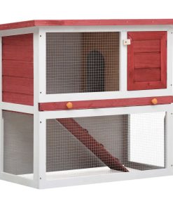 Vanjska kućica za zečeve s 1 vratima crvena drvena