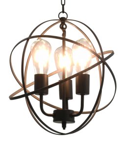 Viseća svjetiljka crna kuglasta s 3 žarulje E27
