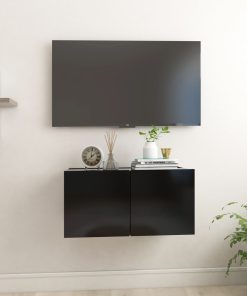 Viseći TV ormarić crni 60 x 30 x 30 cm
