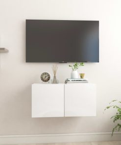 Viseći TV ormarić visoki sjaj bijeli 60 x 30 x 30 cm