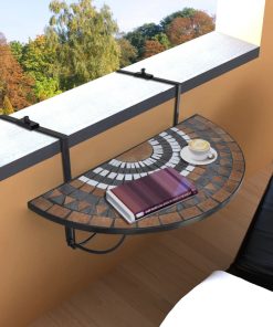 Viseći balkonski stol terakota i bijeli s mozaikom