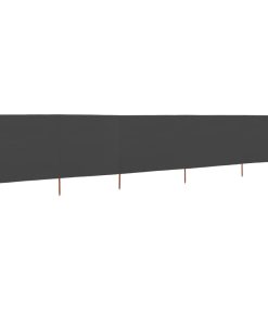 Vjetrobran s 5 panela od tkanine 600 x 160 cm antracit