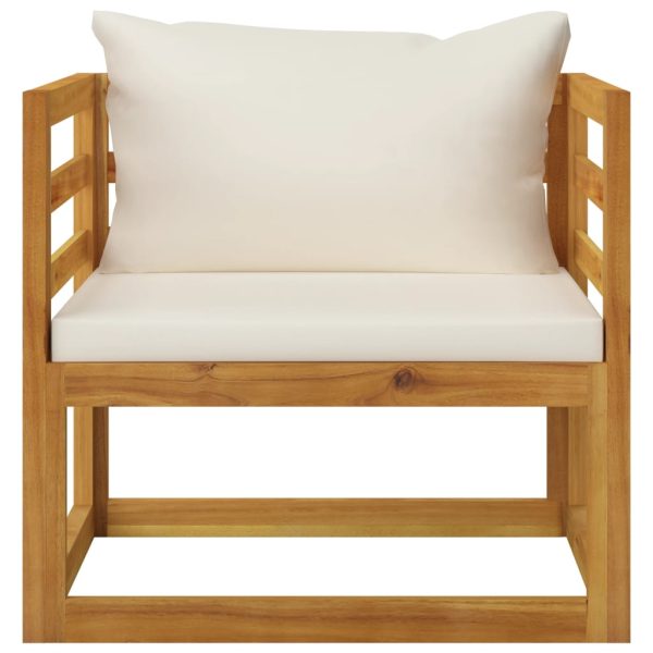 Vrtna stolica od masivnog bagremovog drva s krem jastucima