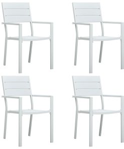 Vrtne stolice 4 kom bijele HDPE s izgledom drva