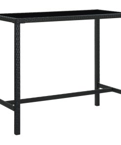 Vrtni barski stol crni 130 x 60 x 110 cm od poliratana i stakla