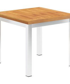 Vrtni bočni stolić 45 x 45 x 38 cm od bagremovog drva i čelika