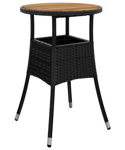 Vrtni stol Ø 60 x 75 cm od bagremovog drva i poliratana crni