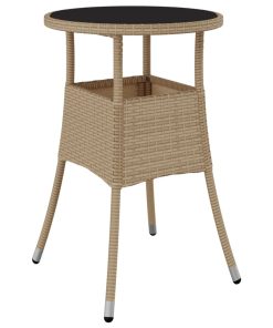 Vrtni stol Ø 60 x 75 cm od kaljenog stakla i poliratana bež