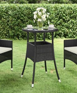Vrtni stol Ø 60 x 75 cm od kaljenog stakla i poliratana crni