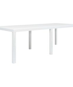 Vrtni stol bijeli 220 x 90 x 72 cm plastika s izgledom ratana
