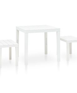 Vrtni stol s 2 klupe plastični bijeli