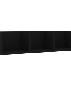 Zidna polica za CD-ove crna 75 x 18 x 18 cm od iverice