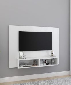 Zidni TV ormarić visoki sjaj bijeli 120 x 23