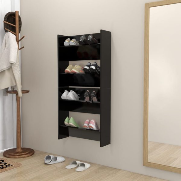 Zidni ormarići za cipele 2 kom crni 60 x 18 x 60 cm od iverice - Slika 3