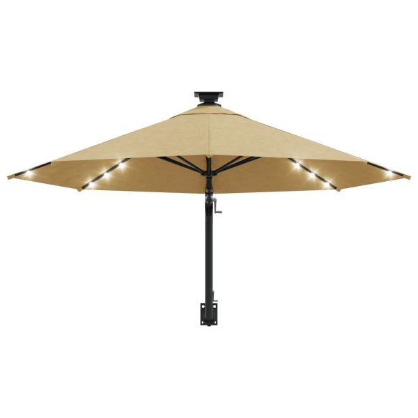 Zidni suncobran s LED svjetlom i šipkom 300 cm smeđe-sivi - Slika 4
