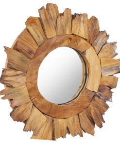 Zidno ogledalo od tikovine 40 cm okruglo