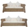 2-dijelni set sofa od prirodnog ratana s jastucima