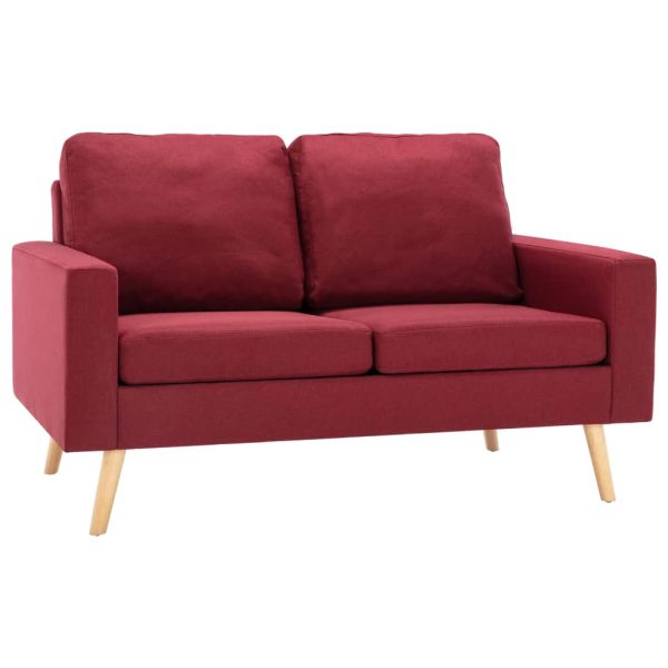 2-dijelni set sofa od tkanine crvena boja vina