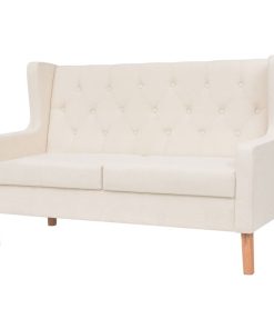 2-dijelni set sofa od tkanine krem bijeli