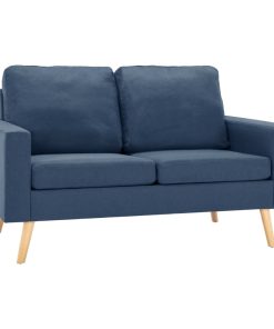 2-dijelni set sofa od tkanine plavi