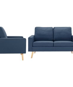 2-dijelni set sofa od tkanine plavi