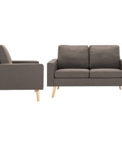 2-dijelni set sofa od tkanine smeđe-sivi