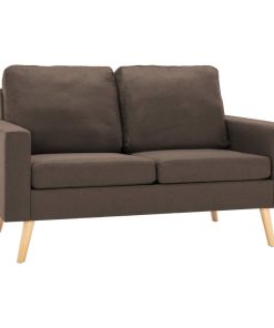 2-dijelni set sofa od tkanine smeđi