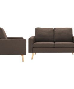 2-dijelni set sofa od tkanine smeđi