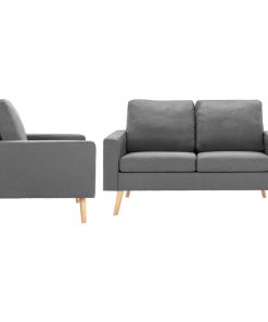 2-dijelni set sofa od tkanine svjetlosivi