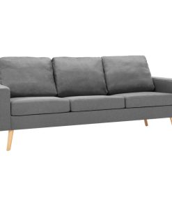 2-dijelni set sofa od tkanine svjetlosivi