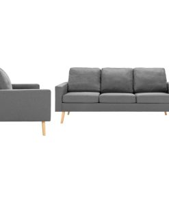 2-dijelni set sofa od tkanine svjetlosivi