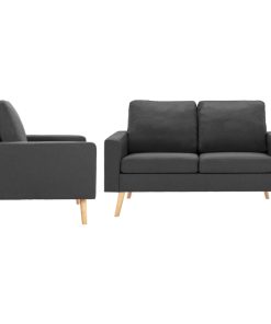 2-dijelni set sofa od tkanine tamnosivi