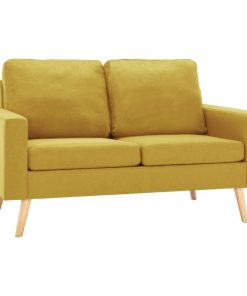 2-dijelni set sofa od tkanine žuti