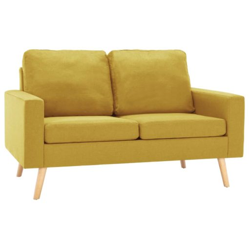 2-dijelni set sofa od tkanine žuti