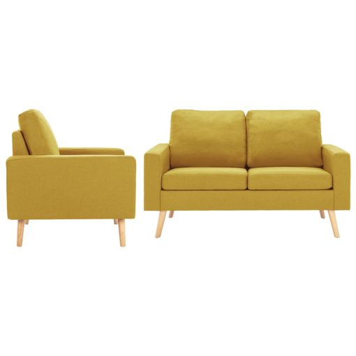 2-dijelni set sofa od tkanine žuti