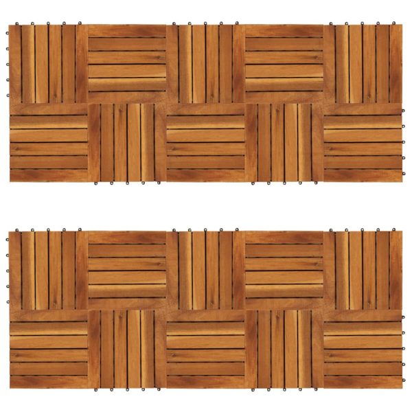 20-dijelni set pločica za trijem s okomitim uzorkom 30 x 30 cm bagrem
